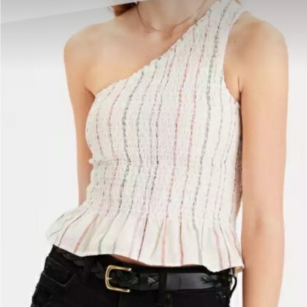 Gently loved American Eagle One shoulder ruffle tank top - women’s size large